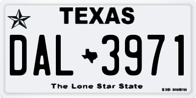 TX license plate DAL3971