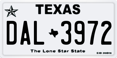 TX license plate DAL3972