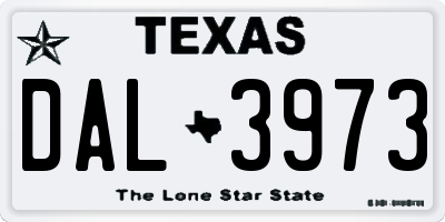 TX license plate DAL3973