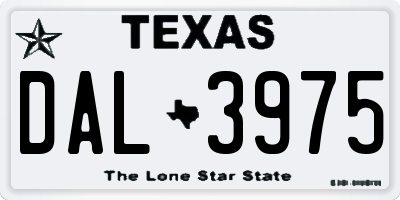 TX license plate DAL3975