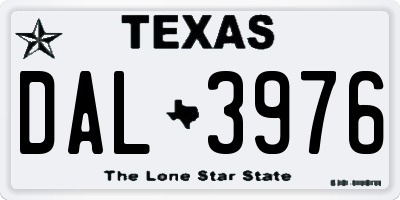 TX license plate DAL3976