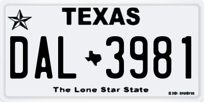 TX license plate DAL3981