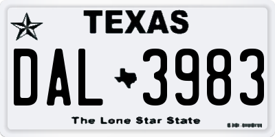TX license plate DAL3983