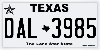 TX license plate DAL3985