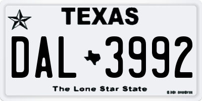 TX license plate DAL3992