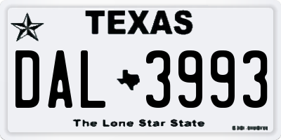 TX license plate DAL3993