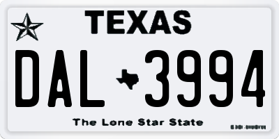 TX license plate DAL3994