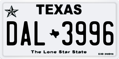 TX license plate DAL3996