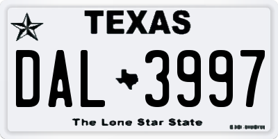 TX license plate DAL3997