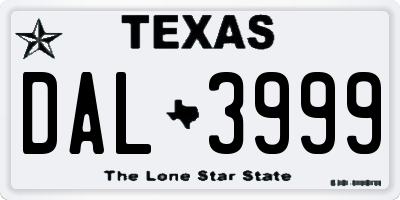 TX license plate DAL3999