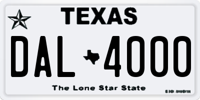 TX license plate DAL4000