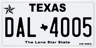 TX license plate DAL4005