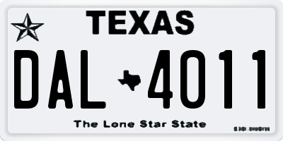TX license plate DAL4011
