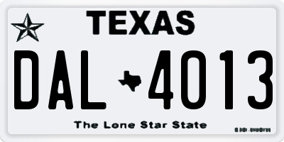 TX license plate DAL4013