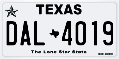 TX license plate DAL4019