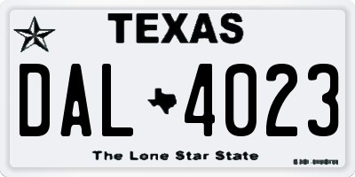 TX license plate DAL4023