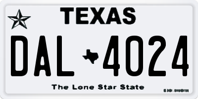 TX license plate DAL4024