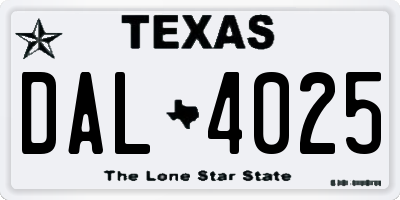 TX license plate DAL4025