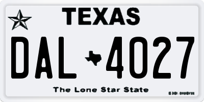 TX license plate DAL4027