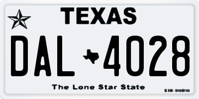 TX license plate DAL4028