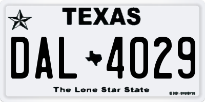 TX license plate DAL4029