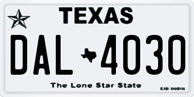 TX license plate DAL4030