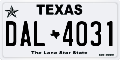 TX license plate DAL4031