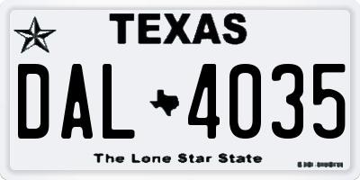 TX license plate DAL4035