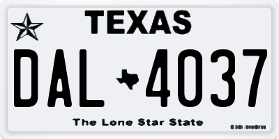 TX license plate DAL4037