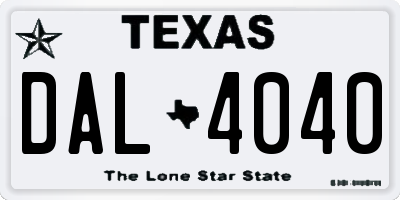 TX license plate DAL4040
