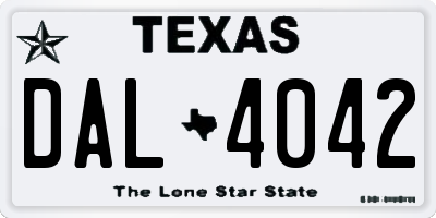 TX license plate DAL4042