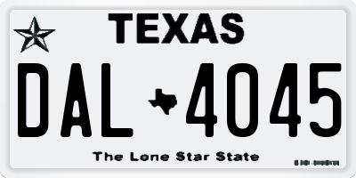 TX license plate DAL4045