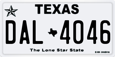 TX license plate DAL4046