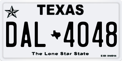 TX license plate DAL4048