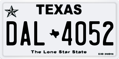 TX license plate DAL4052