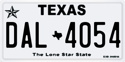 TX license plate DAL4054