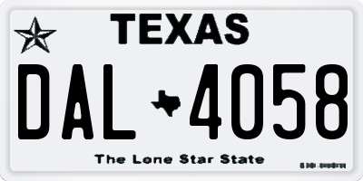TX license plate DAL4058