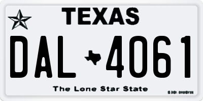 TX license plate DAL4061