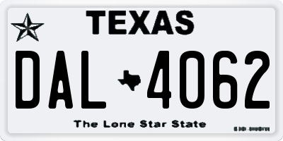 TX license plate DAL4062