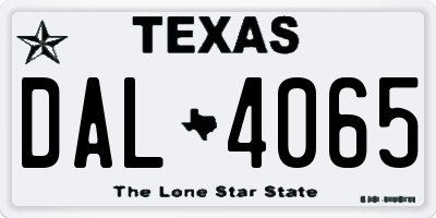 TX license plate DAL4065