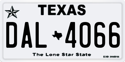 TX license plate DAL4066
