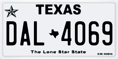 TX license plate DAL4069