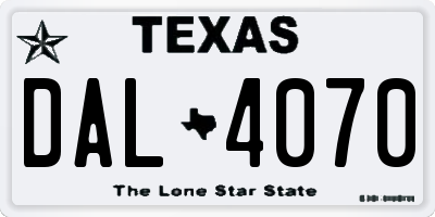 TX license plate DAL4070
