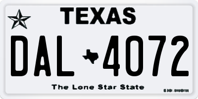 TX license plate DAL4072