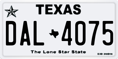 TX license plate DAL4075