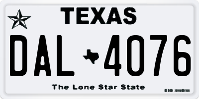 TX license plate DAL4076