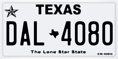 TX license plate DAL4080