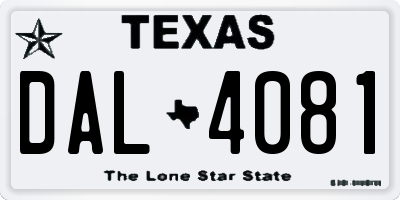 TX license plate DAL4081