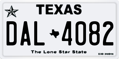 TX license plate DAL4082