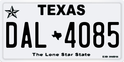 TX license plate DAL4085